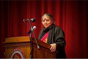 Vandana Shiva speaks at the Dennison Theater